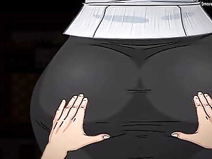 Fantastic footjob from a sexy black haired..